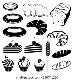 Set of baking and bread. vector