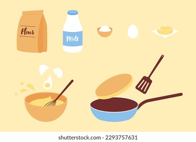 set of baking ingredients and recipe icons for banners, cards, flyers, social media wallpapers, etc.