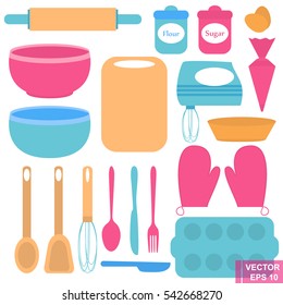 Set for baking. For the preparation. Kitchen appliances. Isolated on white background.