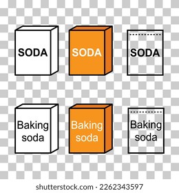 Set of Baking soda ingredient icon, cook design symbol, bakery product vector illustration .