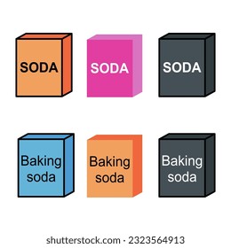 Set of Baking soda ingredient icon, cook design symbol, bakery product vector illustration .