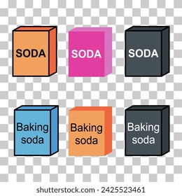 Conjunto de icono de ingrediente de bicarbonato de sodio, símbolo de diseño de cocinero, ilustración vectorial de producto de panadería .