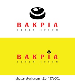 set of Bakpia (bean-filled moon cake-like pastry ) logo design, simple Bakpia logo for food souvenir shop.