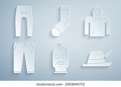 Set Balaclava, Hoodie, Pants, Oktoberfest hat, Socks and  icon. Vector