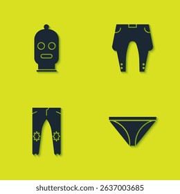Set Balaclava, Men underpants, Pants and  icon. Vector