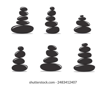 Set of balanced stones in zen composition