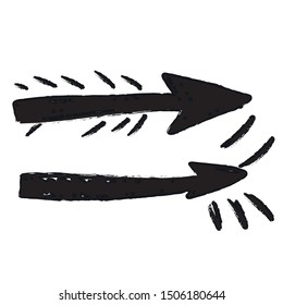 Set of balck and white arrows designs. Vector illustration of monochrome pointers.