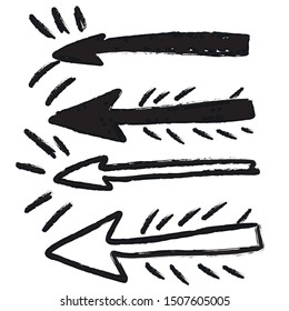 Set of balck and white arrows designs. Vector illustration of monochrome pointers.