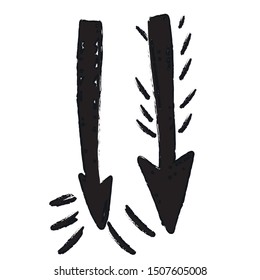 Set of balck and white arrows designs. Vector illustration of monochrome pointers.