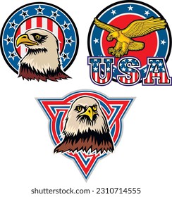 set, bald eagle, american coat of arms,
