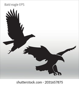 set of bald eagle silhouette, line isolated or logo isolated sign symbol vector, outline and stroke style Collection of high-quality vector illustration,