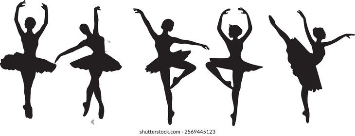 set balerina sihlouete  icon vector