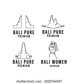 Set of bali icon line black logo design illustration