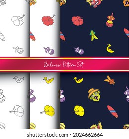 Set Balinese pattern design print for fabric