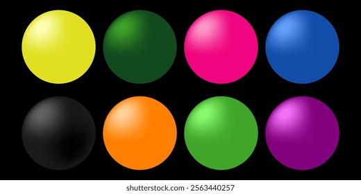 Set of Ball 3d sphere icon various colors vector, round bubble with colorful 3D abstract spheres and balls.