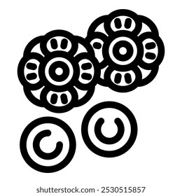 Set of ball bearings with different sizes and shapes, designed for industrial machinery and equipment