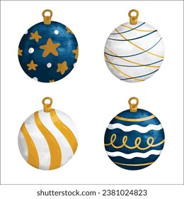 set ball decoration festival christmas new year celebration draw paint vector design 