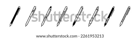 Set of Ball Pen line shapes, thin line design vector illustration