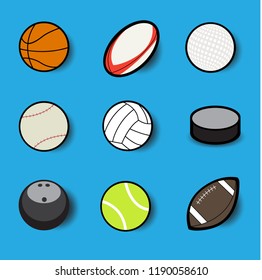 Set of ball vector collection in blue background
