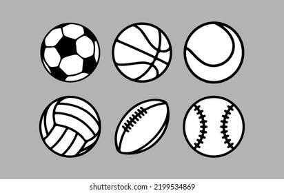 set of ball vector with white color style