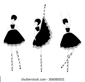 Set of ballerina dolls - vector illustration