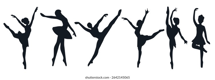 set ballerina isolated vector silhouettes Vector illustration
