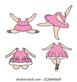 Set of ballerina pose collection isolated on white background