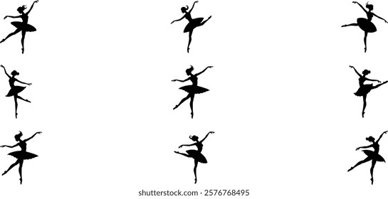 set of ballerina silhouette dancer vector icon illustration , ballerina icon 