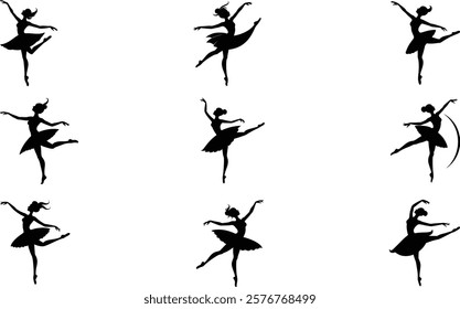 set of ballerina silhouette dancer vector icon illustration , ballerina icon 