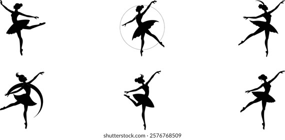 set of ballerina silhouette dancer vector icon illustration , ballerina icon 