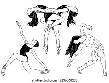 set , ballerina women
Hand Drawn Flat Vector Illustration