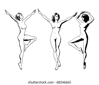 set of  ballerinas in different  dancing poses