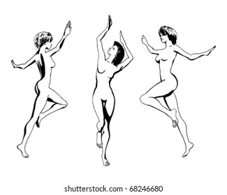 set of  ballerinas in different  dancing poses