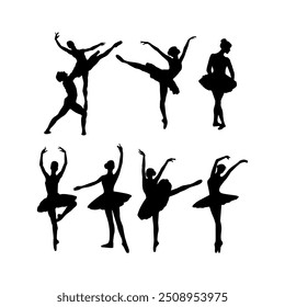 set of ballet dancer vector silhouette