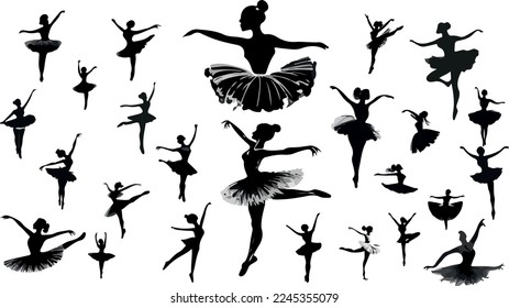 Set of ballet dancers silhouettes