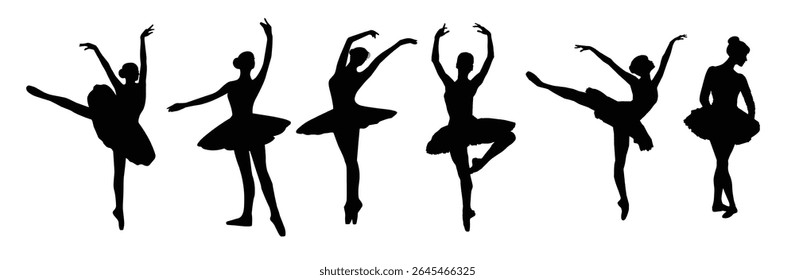 Set of ballet dancers silhouettes