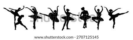 set of ballet dancers silhouettes