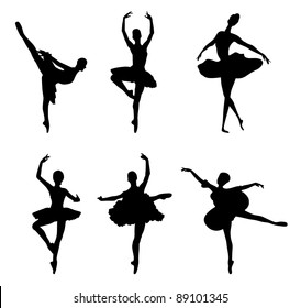 Set of ballet dancers silhouettes. Vector illustration