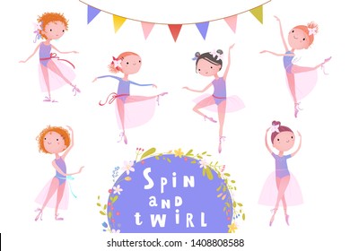 Set of ballet dancers. Vector illustration.