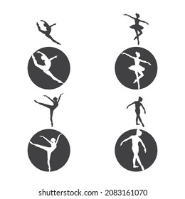 a set of ballet dancing girl icons,vector illustration logo design.
