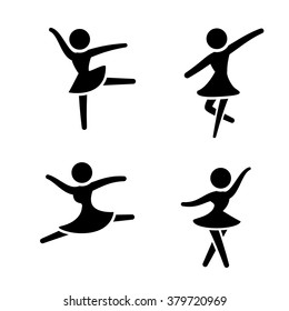 Set of ballet icons in silhouette style