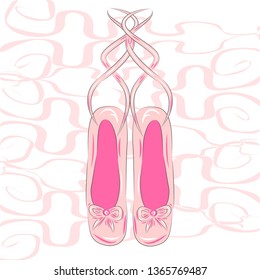 A set of ballet pointes shoes. Ballet shoes.
