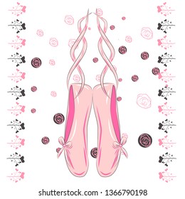 A set of ballet pointes shoes. Ballet shoes.