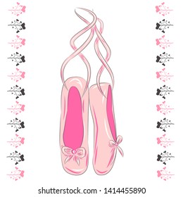 A set of ballet pointes shoes. Ballet shoes.