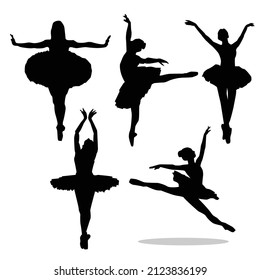 Set of ballet silhouette template