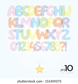 Set of Ballon Vector Alphabet and Numbers Editable
