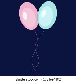 Set of ballons editable vector icon. Filled flat sign for mobile concept and web design. Party balloon colorful flat icon. Symbol, logo illustration. Pixel perfect vector graphics. Pink and blue icon