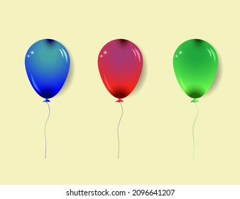 Set of ballons, element for design, realistic view, volume and shadows.