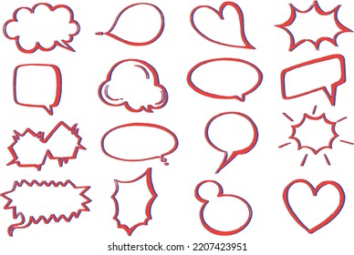 set of balloon box speech comic bubble 