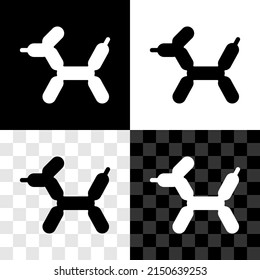 Set Balloon dog icon isolated on black and white, transparent background.  Vector